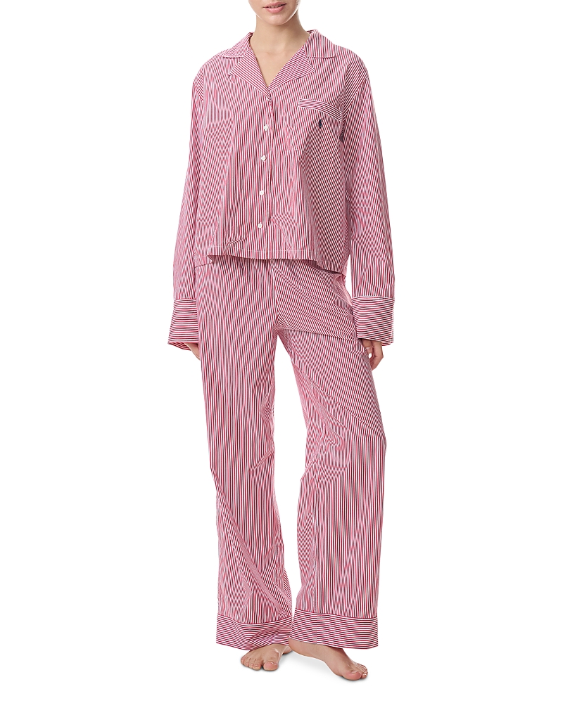 Polo Ralph Lauren Bailey Striped Pajama Set In Red