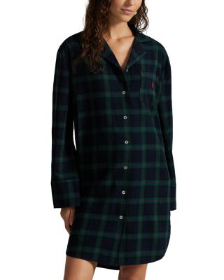 Plaid Camp Collar Sleep Dress