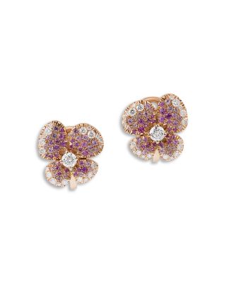 Diamond & Pink Sapphire Ischia Stud Earrings in 18K Rose Gold