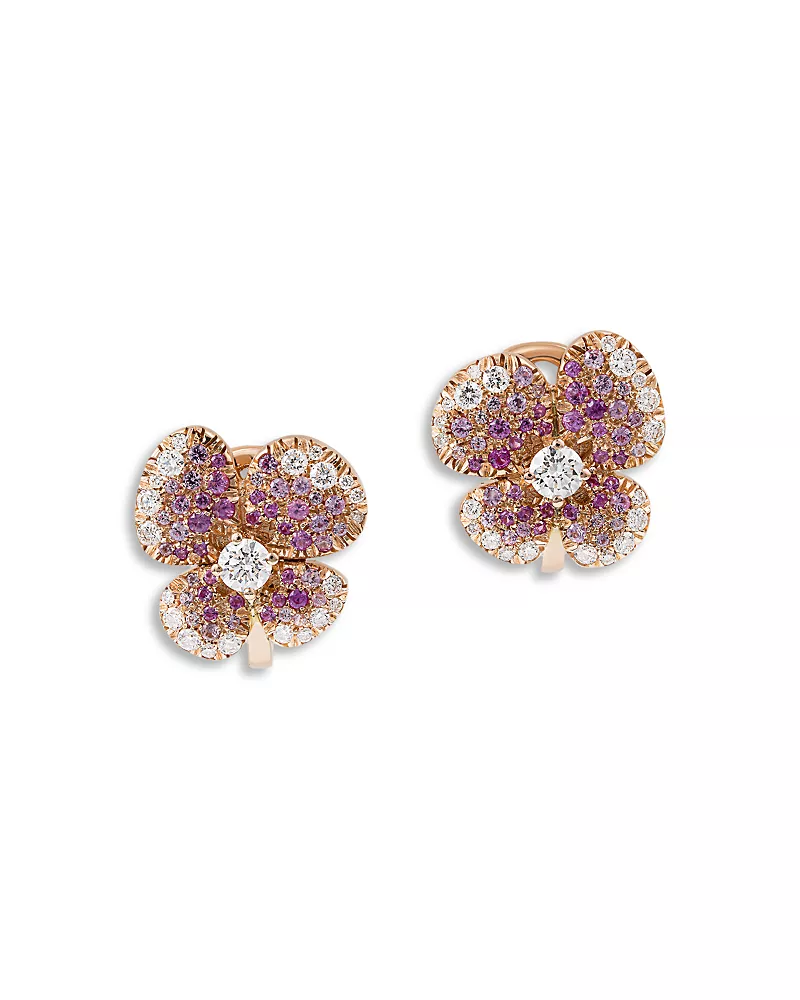 Miseno Jewelry Diamond & Pink Sapphire Ischia Stud Earrings in 18K Rose Gold