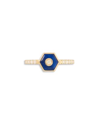 Diamond & Lapis Baia Stackable Ring in 18K Yellow Gold