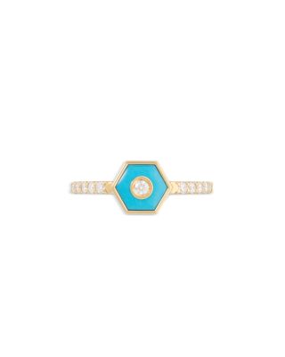 Diamond & Turquoise Baia Stackable Ring in 18K Yellow Gold