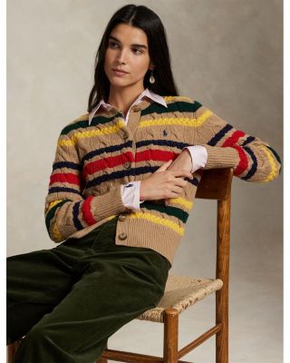 Striped Cable Wool Cashmere Cardigan