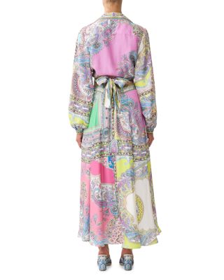 Paneled Flared Long Silk Skirt