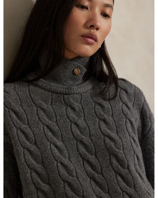 Cable Knit Wool Cashmere Polo Sweater