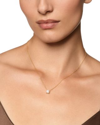 Cultured Freshwater Pearl Classics Necklace in 18K Yellow Gold with Diamonds, 6.5mm
