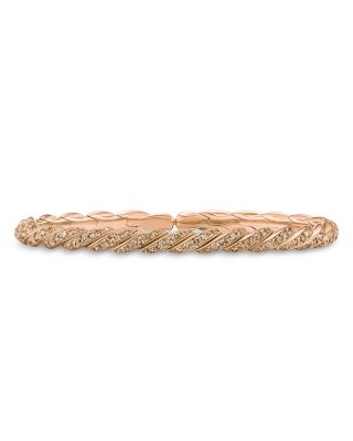 Sculpted Cable Flex Bracelet in 18K Rose Gold with Cognac Diamonds, 5mm