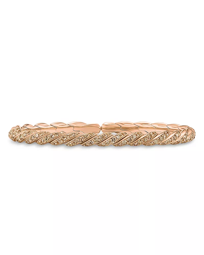David Yurman Sculpted Cable Flex Bracelet in 18K Rose Gold with Cognac Diamonds, 5mm