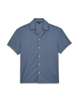 Stripe Jacquard Regular Fit Button Down Short Sleeve Cuba Shirt