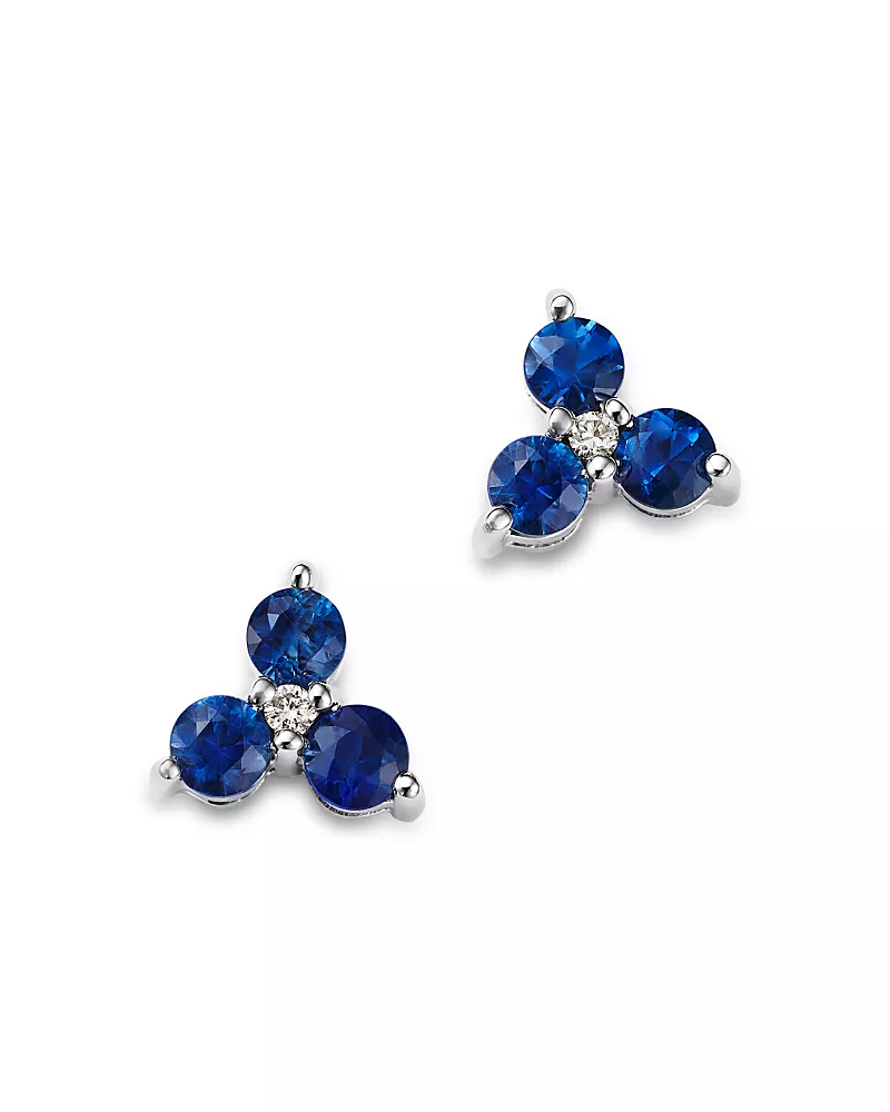 Bloomingdale's Fine Collection Sapphire & Diamond Trio Stud Earrings in 14K White Gold