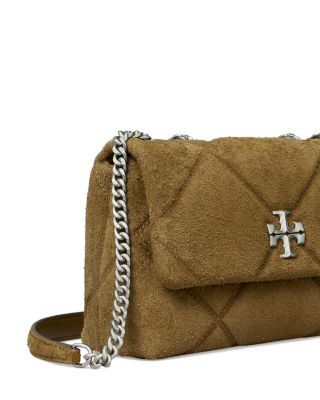Kira Suede Diamond Quilted Shoulder Bag