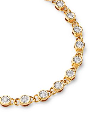 Diamond Bezel Tennis Bracelet in 14K White & Yellow Gold, 0.98 tcw