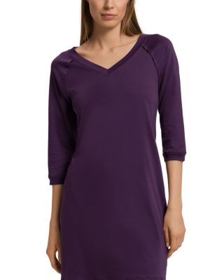 Hanro - Pure Essence Raglan Three-Quarter Sleeve Cotton Short Gown