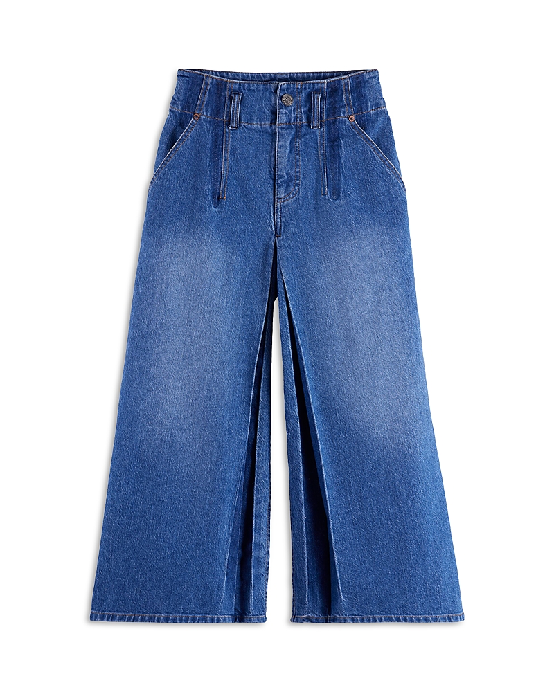 Scotch & Soda Girls' The Wave Customized Wide Jeans In Navy - Little Kid, Big Kid In Blue