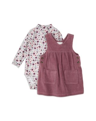 Girls' Floral Print Bodysuit & Corduroy Overall Dress Set - Baby