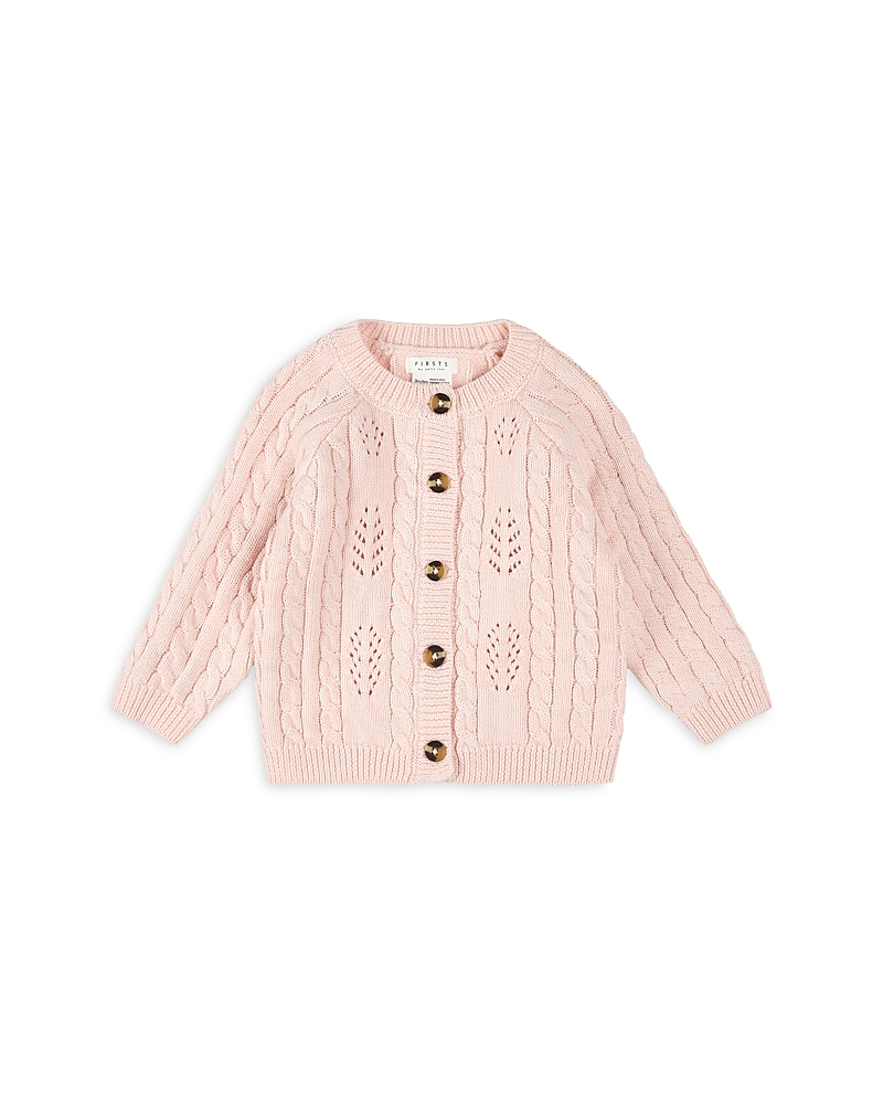 Firsts By Petit Lem Girls' Sweater Knit Cardigan - Baby In Pink