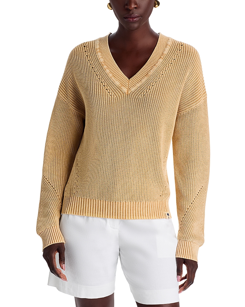 Tommy Bahama Indigo Palms Cotton V-neck Sweater In Yellow