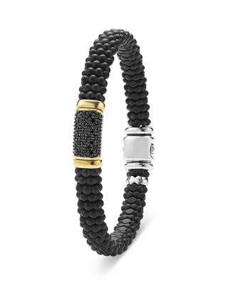 Two Tone Matte Black Ceramic Black Diamond Bracelet, 9mm