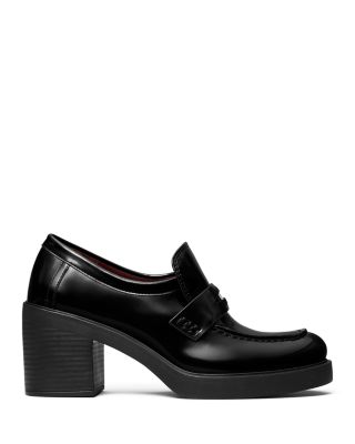 Women's Classic Heeled Leather Lug Loafers