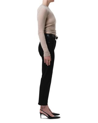 Caia High Rise Straight Jeans with Clean Hem in Plush Black