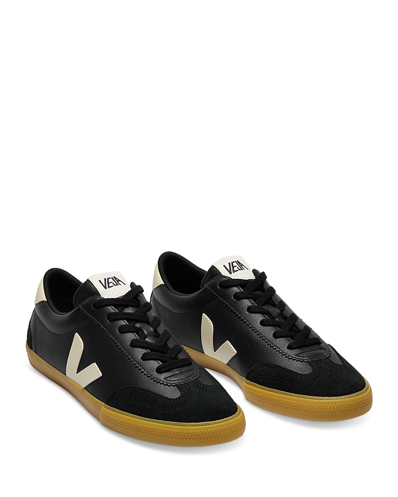 Veja Volley Black Sneakers With Side Logo And Lettering Logo On The Heel In Organic Cotton Unisex In Black