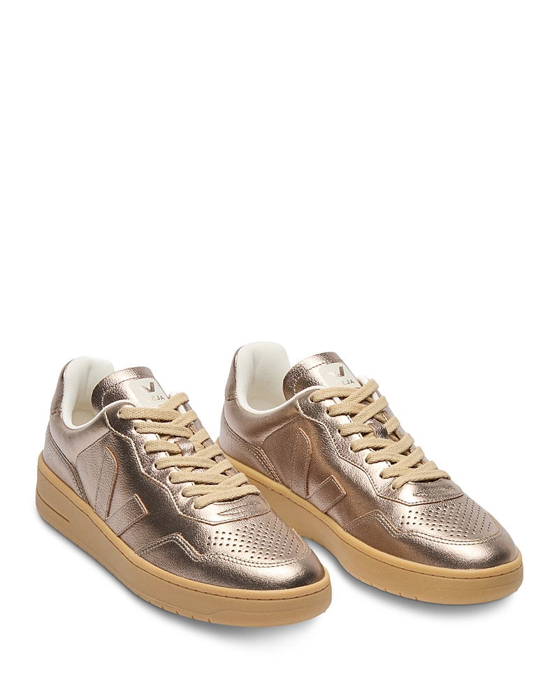Veja V-90 O.t. Leather Sneaker In Full Bronze In Gold