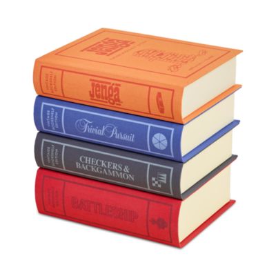 Vintage Bookshelf Assortment 4-Pack: Jenga, Battleship, Checkers &amp; Backgammon, Trivial Pursuit