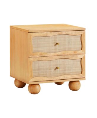 Grappa Wood & Rattan Wavy Nightstand