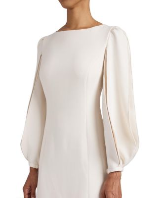  Arana Shift Dress with Pleated Bishop Sleeves in Stretch Crepe