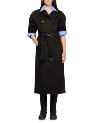 Long Wool and Leather Coat