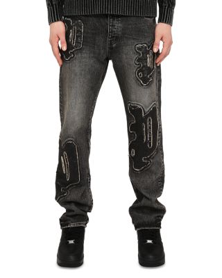 Monceau Sequin Logo Straight Fit Jeans in Black