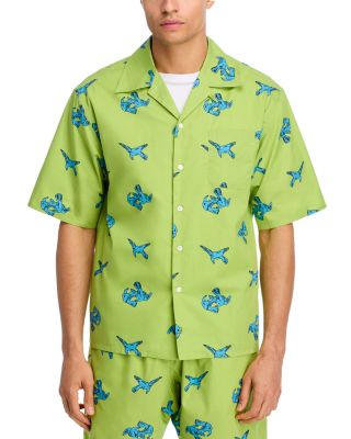 Printed Short Sleeve Button Front Camp Shirt