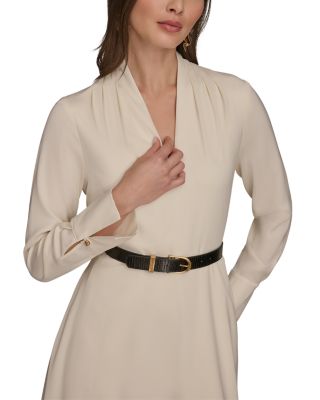 Satin Belted Midi Dress