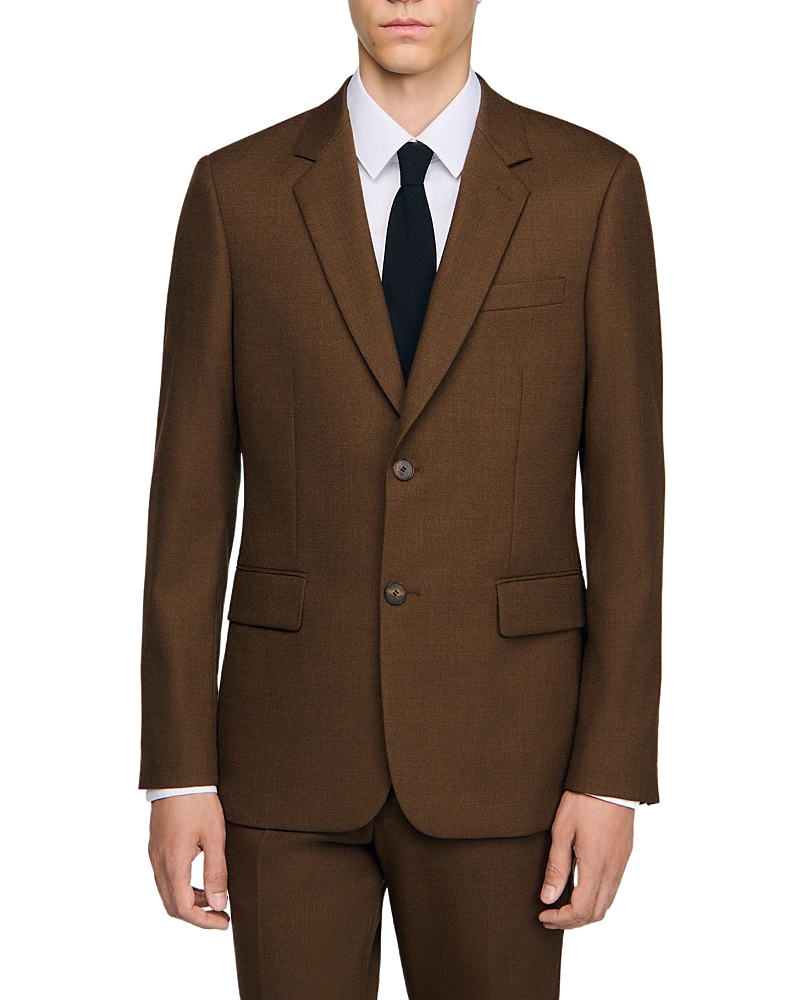 Sandro Heather Legacy Wool Blend Suit Jacket In Brown