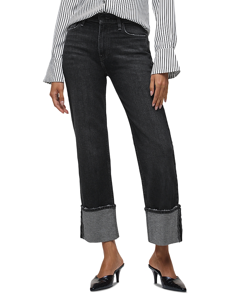 Hudson Remi High Rise Wide Cuff Ankle Jeans in Washed Black