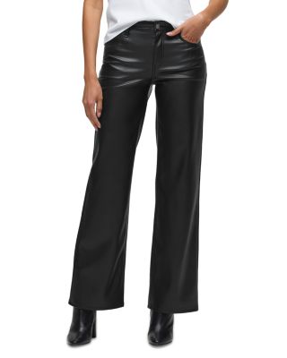 Rosie High Rise Wide Leg faux Leather Jeans in Black