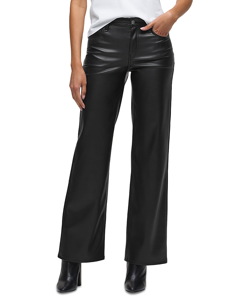 Hudson Rosie High Rise Wide Leg faux Leather Jeans in Black