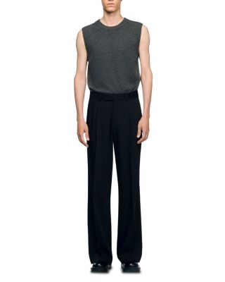Laurent Wool Blend Wide Leg Trousers With Pleats