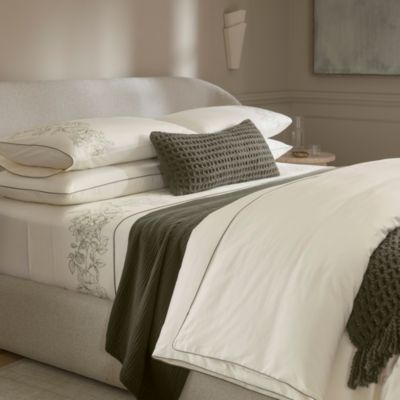 Signature Etched Peony Piped-Edge Standard Pillowcase, Pair