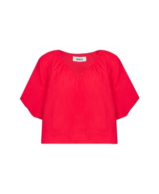  Puff Sleeve V-Neck Top