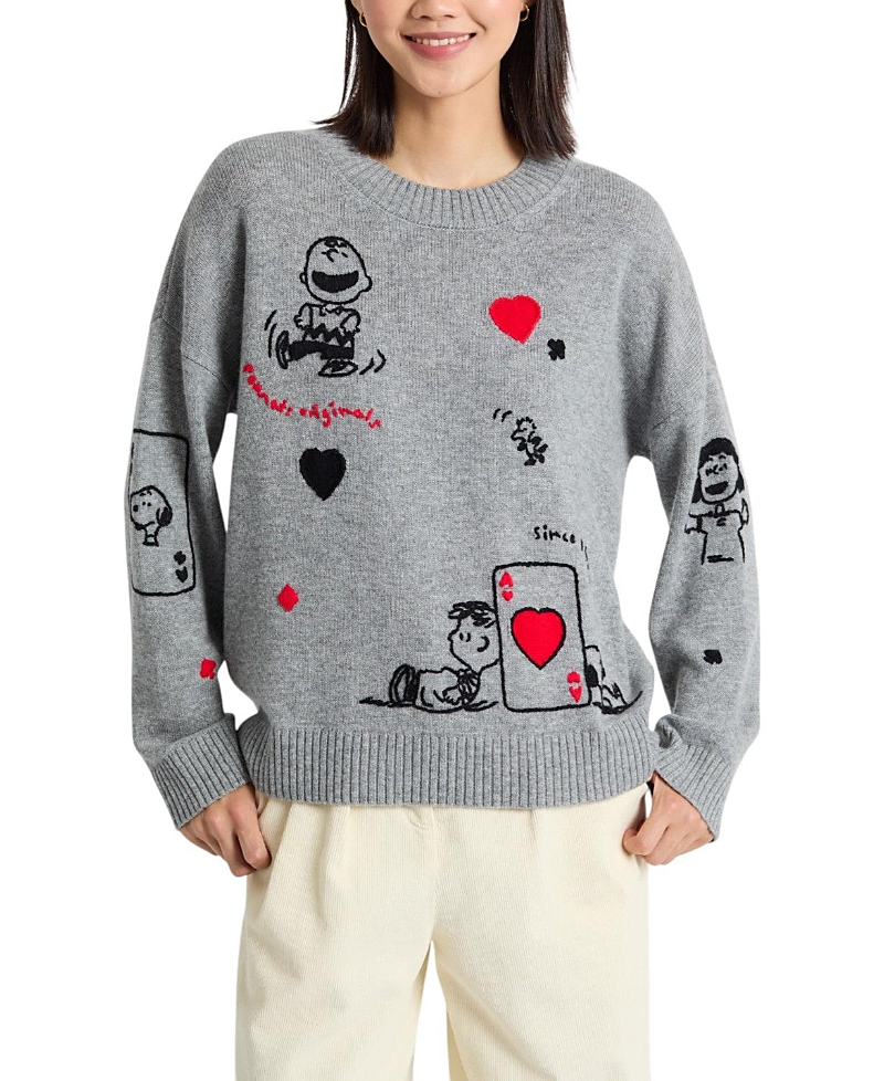 Chinti & Parker X Peanuts Crew-neck Sweater In Gray