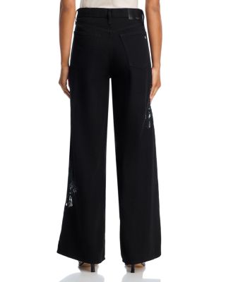 Sofie High Rise Full Wide Leg Lace Jeans in Black