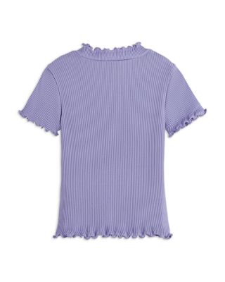 Girls' Mock Neck Slim Fit Ribbed Short Sleeved Tee - Little Kid, Big Kid