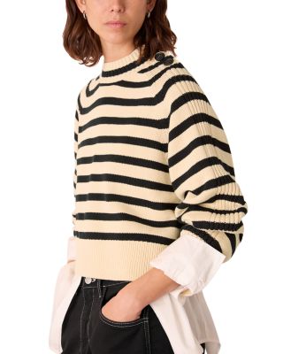 Stripe Detail Cotton Knit Sweater