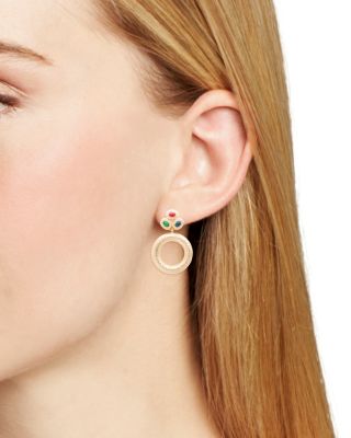 Three Stone Circle Drop Earrings - Exclusive 