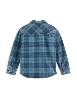 Boys' Denim Washed Checked Overshirt - Little Kid, Big Kid