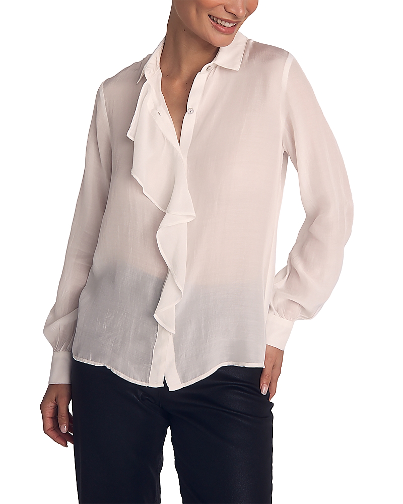 Bella Dahl Ruffle Button-up Shirt In White