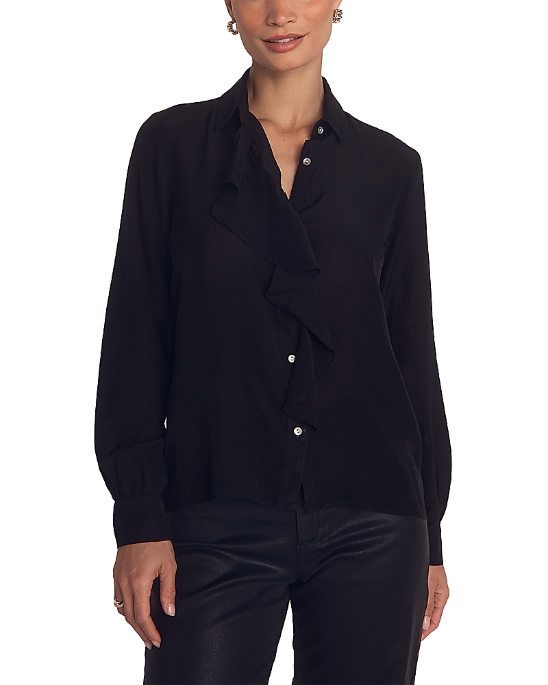 Bella Dahl Ruffle Button-up Shirt In Black