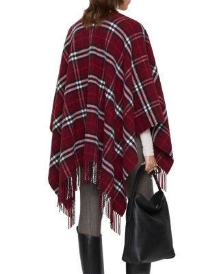 Oxblood Check Wool & Cashmere Cape