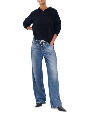 Mirarmar Cotton Terry Wide Leg Drawstring Sweatpant Jean